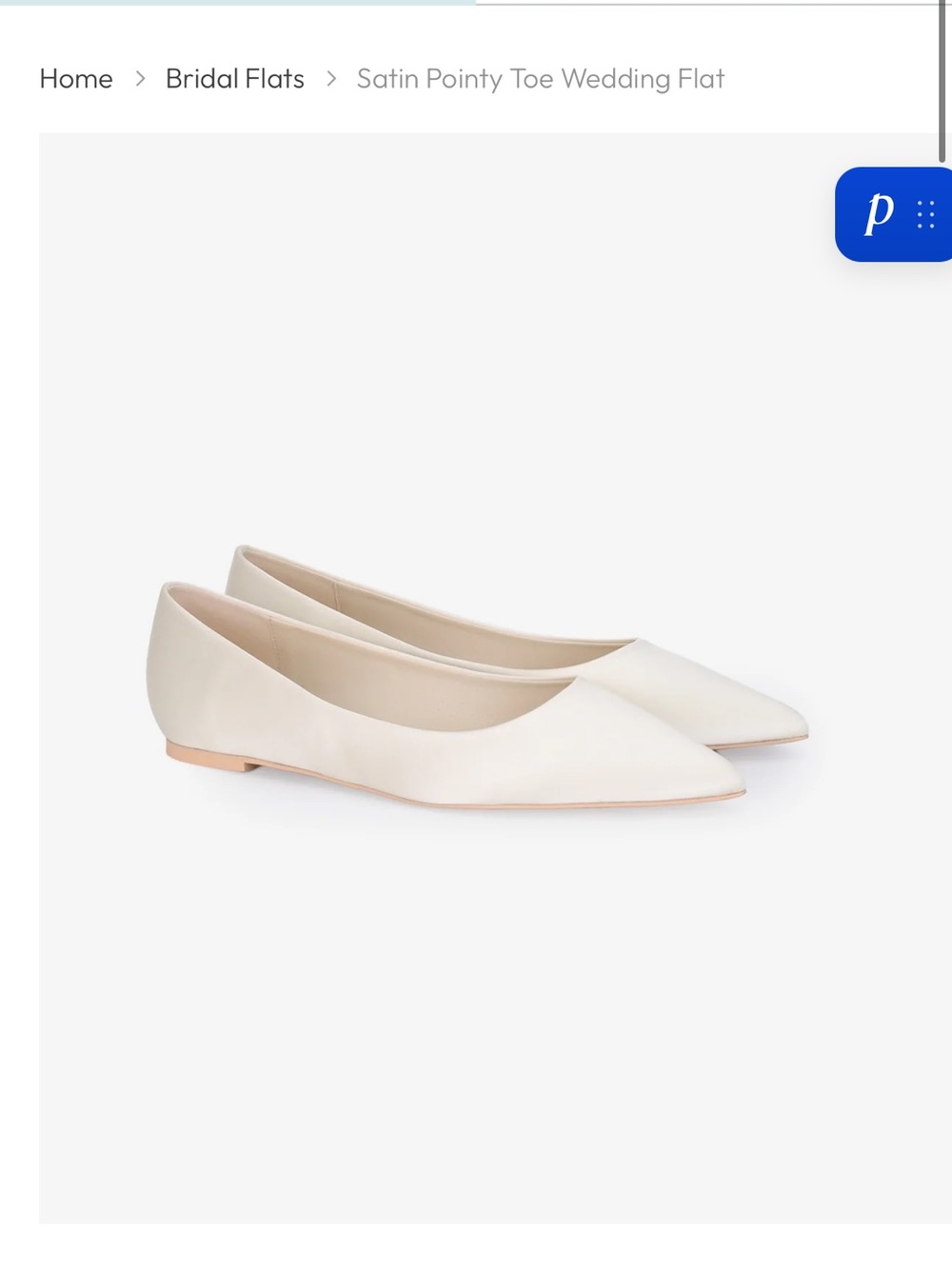 Kailee P Satin Ivory pointed toe flats